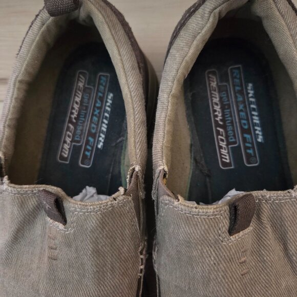 Mens Skechers Relaxed Fit Memory Foam Slip-On Shoes Loafers Khaki Size 11 - Picture 4 of 10
